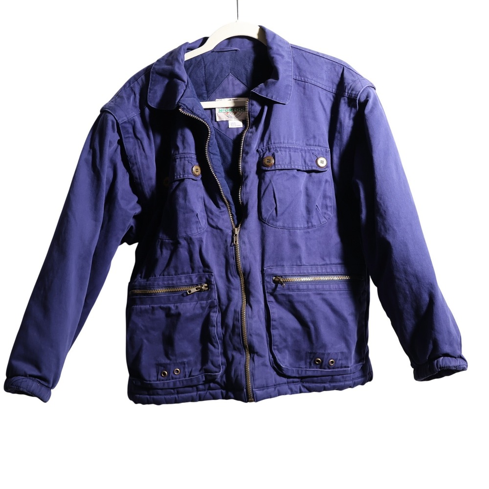 McGregor Jacket Mens L Blue Utility Convertible Vest Zip Outdoor Coat Canvas SEE